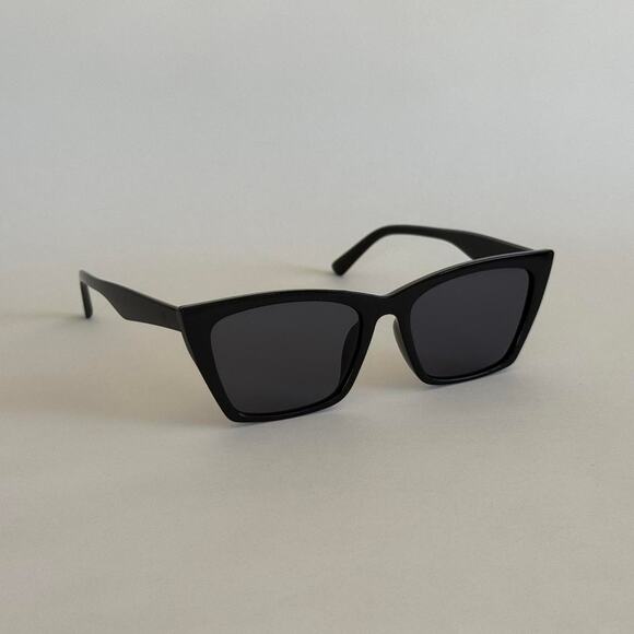 Y2K Black Cat Eye Angled Sunglasses Grey Lens Unisex Retro UVA UVB - Picture 2 of 7
